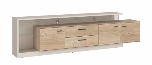 TV-Lowboard - B ca. 236 cm, Cremona Eiche Torro Nachbildung, Kaschmir