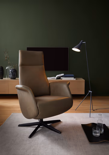 Sessel Girona - Relaxfunktion (motorisch), Leder, Moos