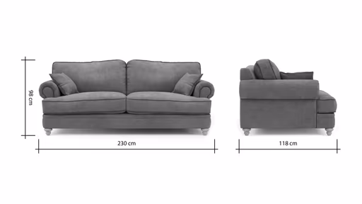 Sofa Mapleton - 3-Sitzer, Stoff, Anthrazit