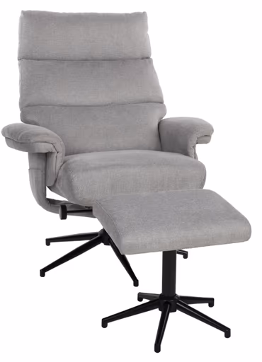 Relaxsessel mit Hocker - drehbar, Relaxfunktion, Webstoff, Steingrau