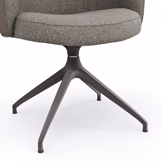 Armlehnstuhl Milana - drehbar, Leder Grau, Stoff Graubraun