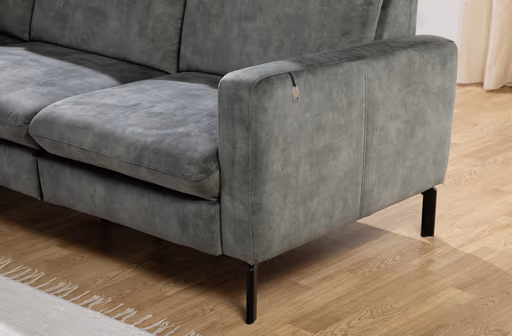 Wohnlandschaft - Longchair links mit 2-Sitzer und Ecke rechts, Stoff, Olive