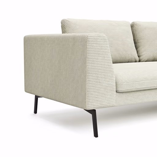 Ecksofa Helmi - 2,5-Sitzer, Ecke rechts, Cord, Creme