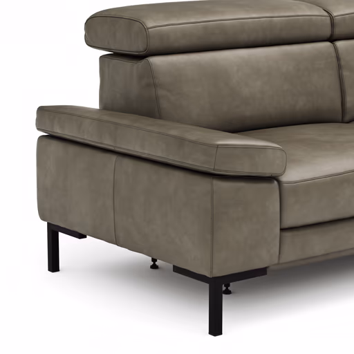 Sofa Hudson - 3-Sitzer, inkl. Relaxfunktion (motorisch) und Kopfteil/Armlehnen verstellbar, Leder, Braungrün