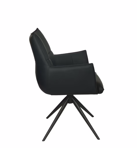 Armlehnstuhl MELE - drehbar, Leder, Schwarz
