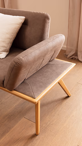 Bank Kamari - Breite ca. 228cm, Seitenteile verstellbar, Stoff, Schlamm