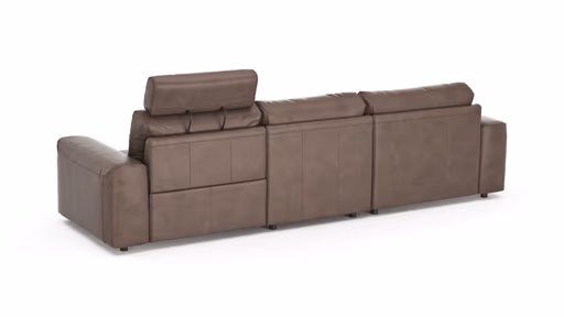 Ecksofa Balok - Longchair groß links mit 2,5-Sitzer, inkl. Relaxfunktion (motorisch) und Kopfstütze, Leder, Dunkelbraun