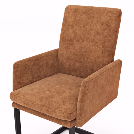 Freischwinger Valloni - Armlehne, Stoff, Rostfarben