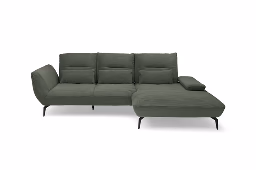 Ecksofa PAYTON - 2-Sitzer, Ecke rechts inkl.Rückenneigung, Armteilverstellung, Stoff, Olive