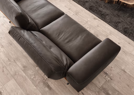 Sofa - 2,5-Sitzer, Kopfteil/Rückenlehne verstellbar, Leder, Dunkelbraun
