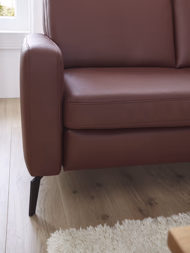 Ecksofa Arima - 2-Sitzer mit Longchair rechts inkl. Sitzvorzug (motorisch), Leder, Weinbeere
