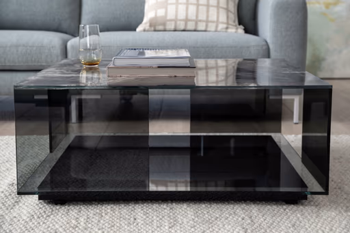 Couchtisch Sansa - LBH ca. 90x90x38 cm, Keramik, Schwarz