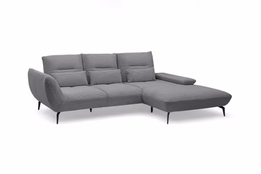 Ecksofa PAYTON - 2-Sitzer, Ecke rechts inkl. Rückenneigung, Armteilverstellung, Stoff, Grau
