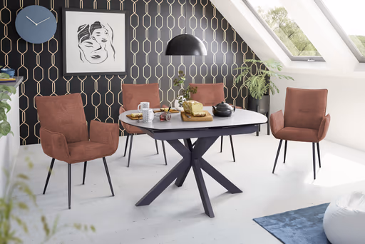 Esstisch MEGGIE - ausziehbar, LB ca. 130x100 cm, Glaskeramik, Grau