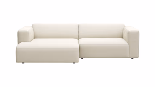 Ecksofa Laja - Longchair links mit 1-Sitzer, Stoff, Creme