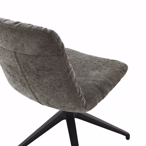 Stuhl Pelle - Stoff, Graubraun, Drehgestell, Schwarzgrau