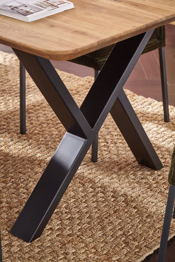 Esstisch Belfast - LB ca. 200x100 cm, Eiche massiv, X-Gestell asymmetrisch