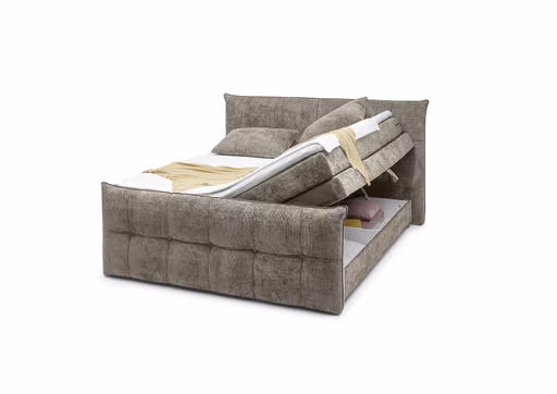 Boxspringbett- Liegefläche ca. 180x200 cm, Stoff, Taupe