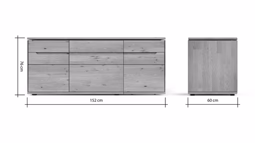 Sideboard Amora - schwenkbar, Wildeiche massiv bianco