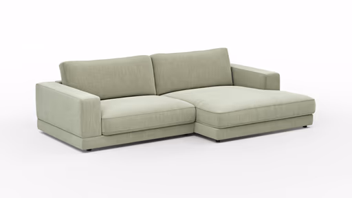 Ecksofa Juni - 1,5-Sitzer mit Longchair rechts, Stoff, Lindgrün