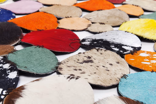 Teppich- D ca. 150 cm, Echtfell, Multicolor