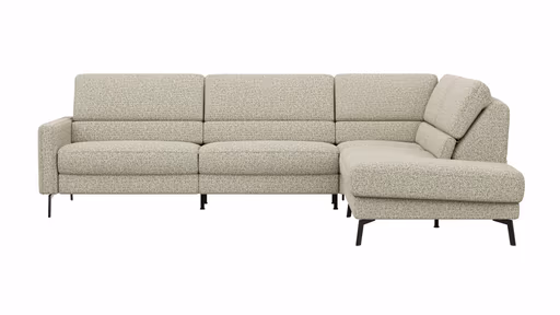 Ecksofa Valera - 3-Sitzer mit Ecke rechts inkl. Rückenlehne verstellbar, Stoff, Limone