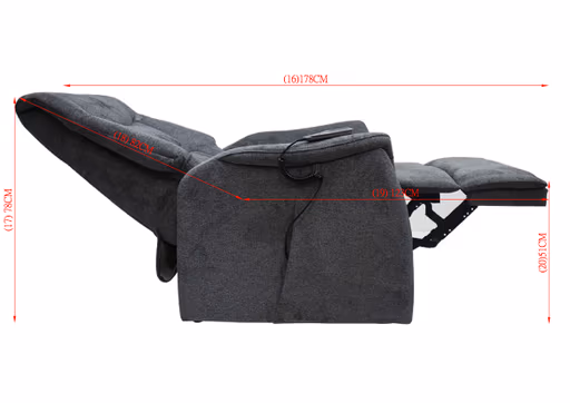 TV-Sessel MAILO - Aufstehhilfe, Relaxfunktion, Kopfteilverstellung, Stoff, Dunkelgrau