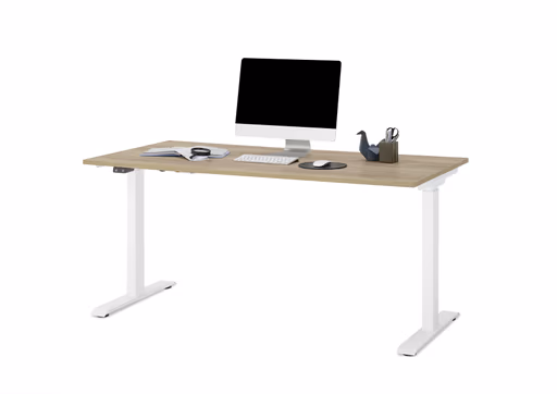 Schreibtisch GELI - höhenverstellbar, LB ca. 160x80 cm, Eiche Nachbildung, Weiß