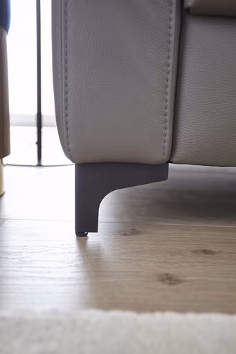 Ecksofa Merlos - 2-Sitzer mit Longchair rechts inkl. Armlehne verstellbar, Leder, Steingrau