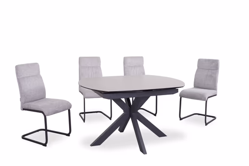 Esstisch MEGGIE - ausziehbar, LB ca. 130x100 cm, Glaskeramik, Grau