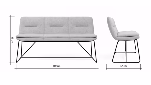 Polsterbank Macano - B ca. 160 cm, Stoff, Hellgrau