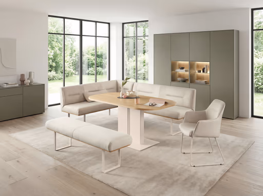 Polsterbank - Breite ca. 160 cm, Stoff, Natur