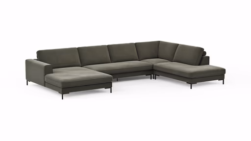 Wohnlandschaft Solano - Longchair Links, 2-Sitzer, Ecke Rechts, Stoff, Dunkelgrün