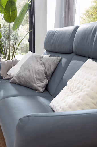 Sofa Fresno - 2,5-Sitzer, Rücken echt, Leder, Hellblau