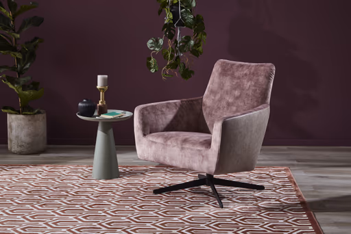 Drehsessel Matina - Größe M, Leder&Stoff, Dunkelbraun, Mauve