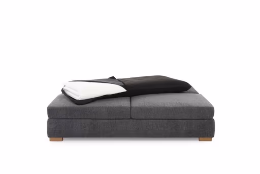 Sofa JELKO - 2-Sitzer inkl. Schlaffunktion mit Bettkasten, Stoff, Dunkelgrau