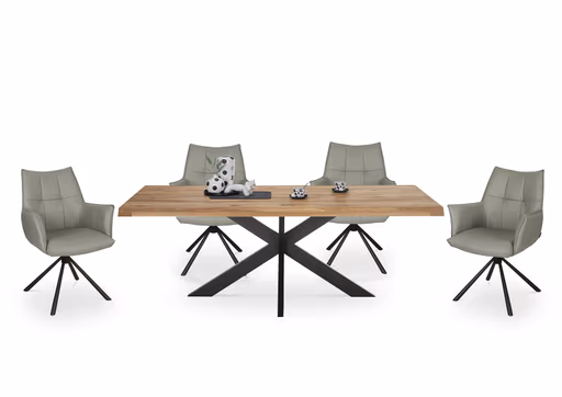 Armlehnstuhl MAKANA - drehbar, Stoff, Hellgrau