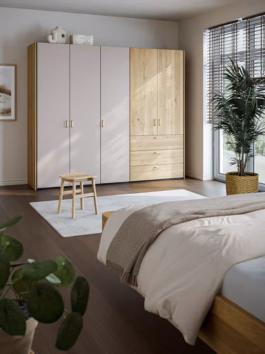 Drehtürenschrank Colorado - B. ca. 257cm, Nougat / Eiche furniert