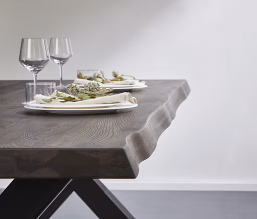 Esstisch Clifton - LB ca. 260x100 cm, Zerreiche massiv, Smoke