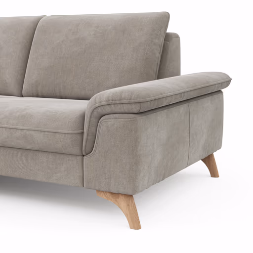 Ecksofa Tulsa KS - 1,5-Sitzer mit Anstellhocker links, Spitzecke und 2,5-Sitzer rechts, Stoff, Graubeige