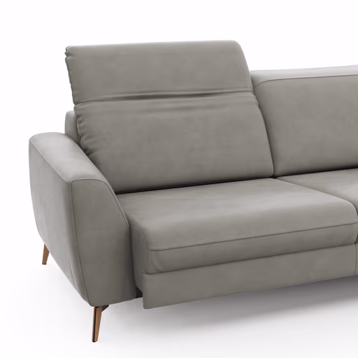 Sofa Tulsa KV - 3-Sitzer, inkl. Sitzvorzug (motorisch) und Kopfteilverstellung, Leder, Graubeige