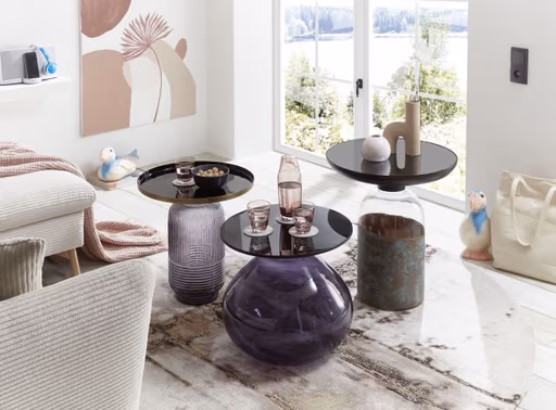 Beistelltisch - Ø/H ca. 45x47 cm, Schwarz, Lila