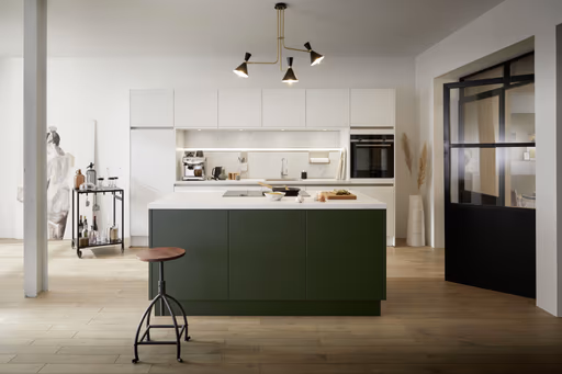 Inselküche 54.160 CO 4 521, Kristallweiß samtmatt Lack