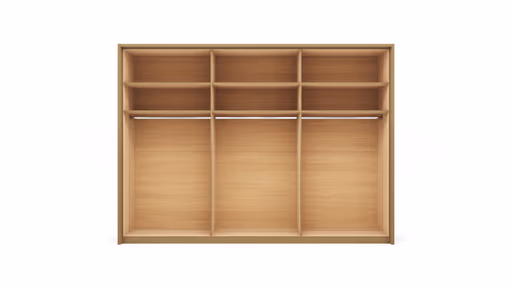 Drehtürenschrank Lenoso - B. ca. 306 cm, Eiche massiv, Glas, Champagner