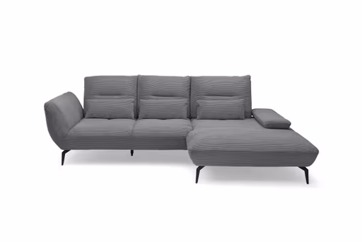 Ecksofa PAYTON - 2-Sitzer, Ecke rechts inkl. Rückenneigung, Armteilverstellung, Stoff, Grau