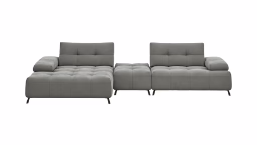 Ecksofa Comodo - Longchair Links, Stoff, Hellgrau