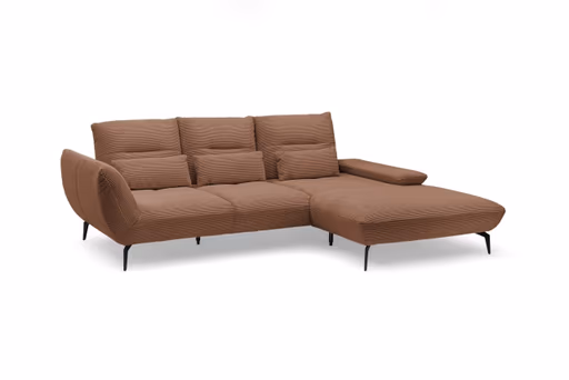 Ecksofa PAYTON - 2-Sitzer, Ecke rechts inkl. Rückenneigung, Armteilverstellung, Stoff, Kupfer