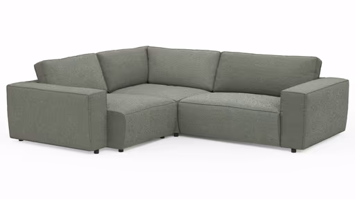 Ecksofa Lilaia - 1,5-Sitzer Tief, Ecke, 2-Sitzer rechts, Stoff, Olivgrün
