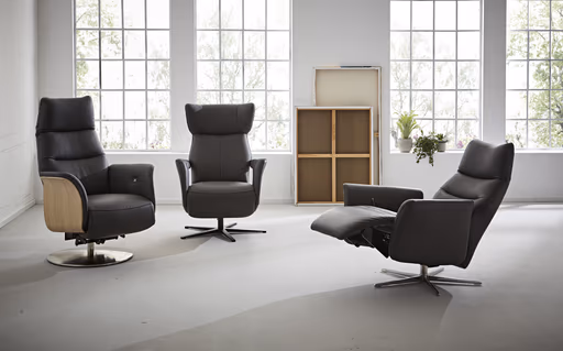 Relaxsessel Trona - Größe M, inkl. Relaxfunktion (motorisch), Leder, Anthrazit