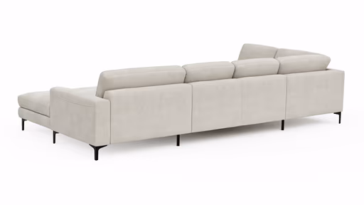 Wohnlandschaft Oviedo - Ecke links mit 2-Sitzer und Longchair rechts, Stoff, Natur